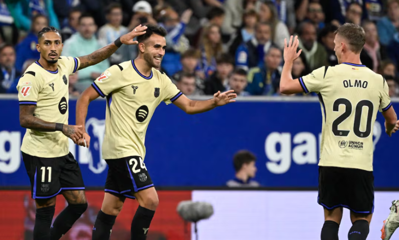 ملخص مباراة برشلونة وأوفييدو (3-1) من هنا