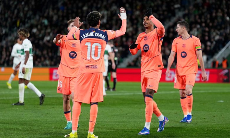 ملخص مباراة برشلونة وإلتشي (3-1)